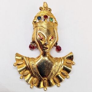 Vintage Asian Princess Brooch Unsigned